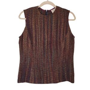 Zonda Nellis Hand Woven Sleeveless Top Multicolour Stripes Earthy Tones